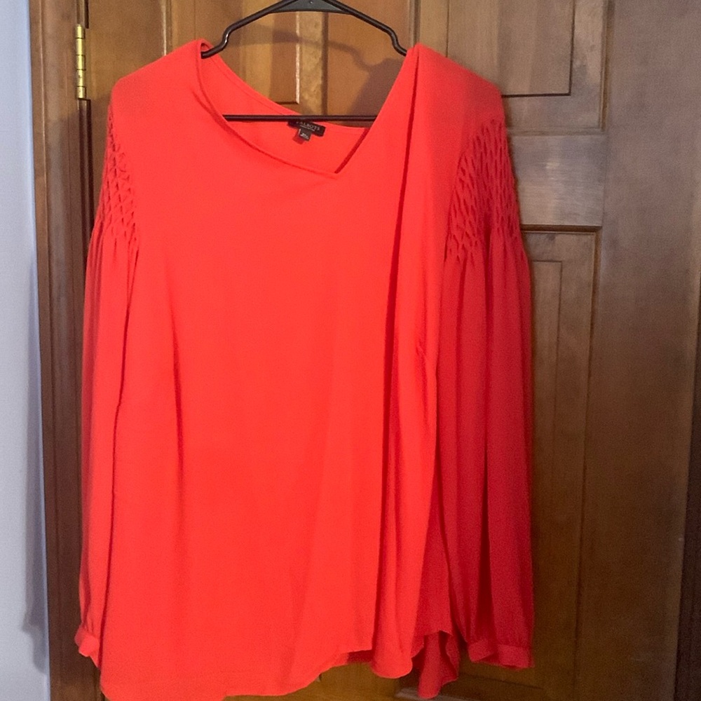 Red Talbots blouse with shoulder flocking NWOT